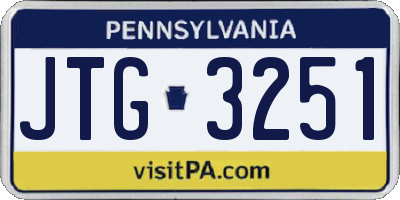 PA license plate JTG3251