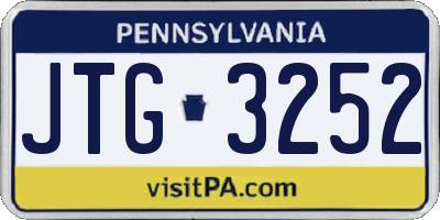 PA license plate JTG3252