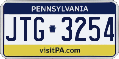 PA license plate JTG3254