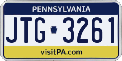 PA license plate JTG3261