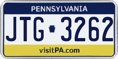 PA license plate JTG3262