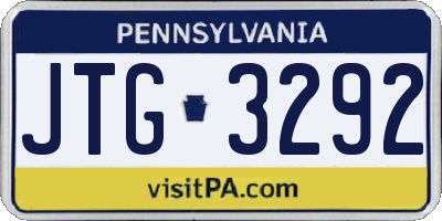 PA license plate JTG3292