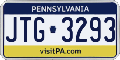 PA license plate JTG3293