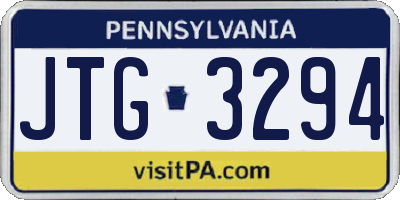 PA license plate JTG3294