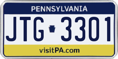 PA license plate JTG3301