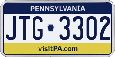 PA license plate JTG3302