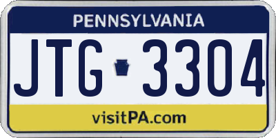 PA license plate JTG3304
