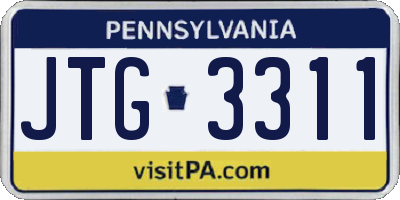 PA license plate JTG3311