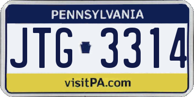 PA license plate JTG3314