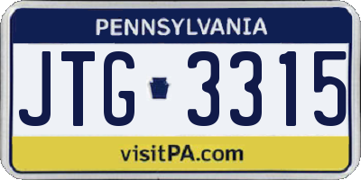 PA license plate JTG3315