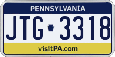 PA license plate JTG3318