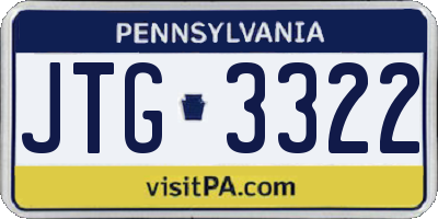 PA license plate JTG3322