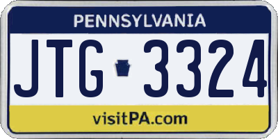 PA license plate JTG3324