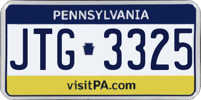 PA license plate JTG3325
