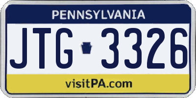 PA license plate JTG3326