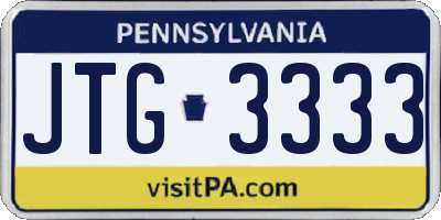 PA license plate JTG3333