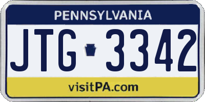 PA license plate JTG3342