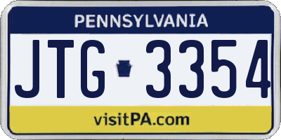PA license plate JTG3354