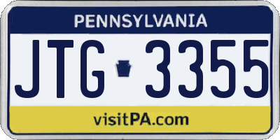 PA license plate JTG3355