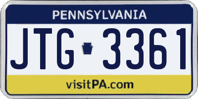 PA license plate JTG3361