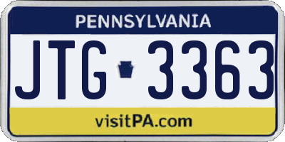 PA license plate JTG3363