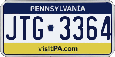 PA license plate JTG3364
