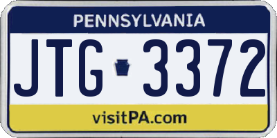 PA license plate JTG3372