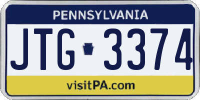 PA license plate JTG3374
