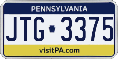 PA license plate JTG3375