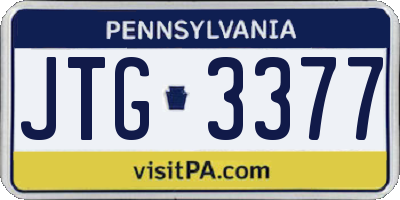 PA license plate JTG3377