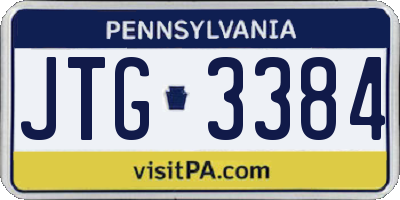 PA license plate JTG3384