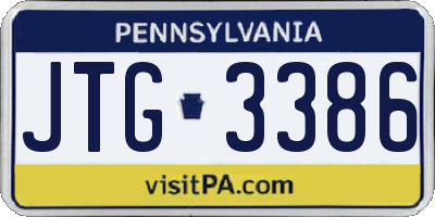 PA license plate JTG3386