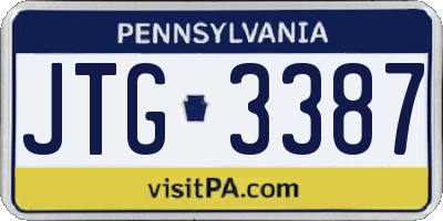 PA license plate JTG3387