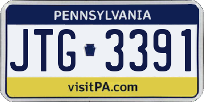 PA license plate JTG3391