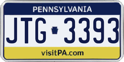PA license plate JTG3393