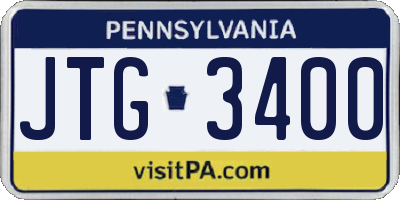 PA license plate JTG3400