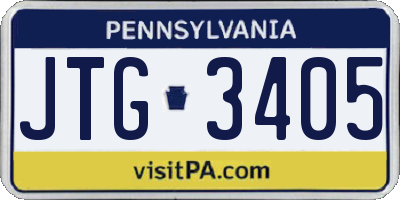 PA license plate JTG3405