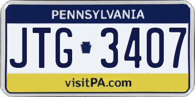 PA license plate JTG3407