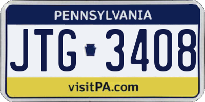 PA license plate JTG3408