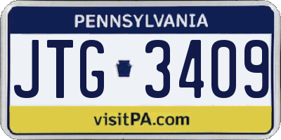 PA license plate JTG3409