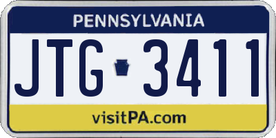 PA license plate JTG3411