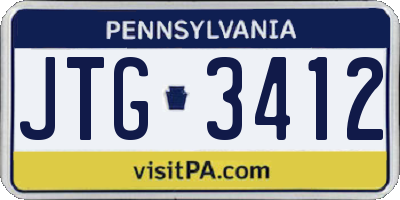 PA license plate JTG3412