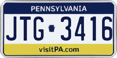 PA license plate JTG3416