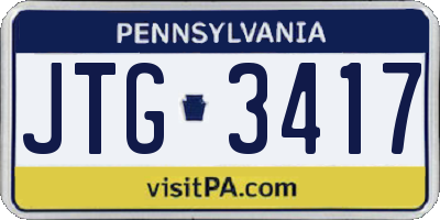 PA license plate JTG3417