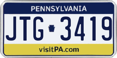 PA license plate JTG3419