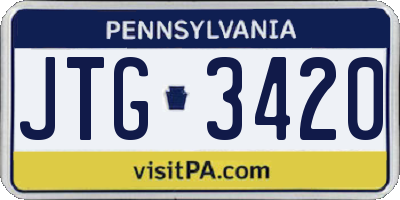 PA license plate JTG3420