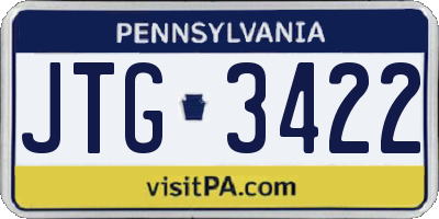 PA license plate JTG3422