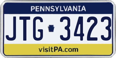 PA license plate JTG3423