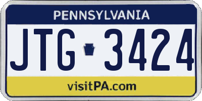 PA license plate JTG3424