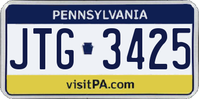 PA license plate JTG3425
